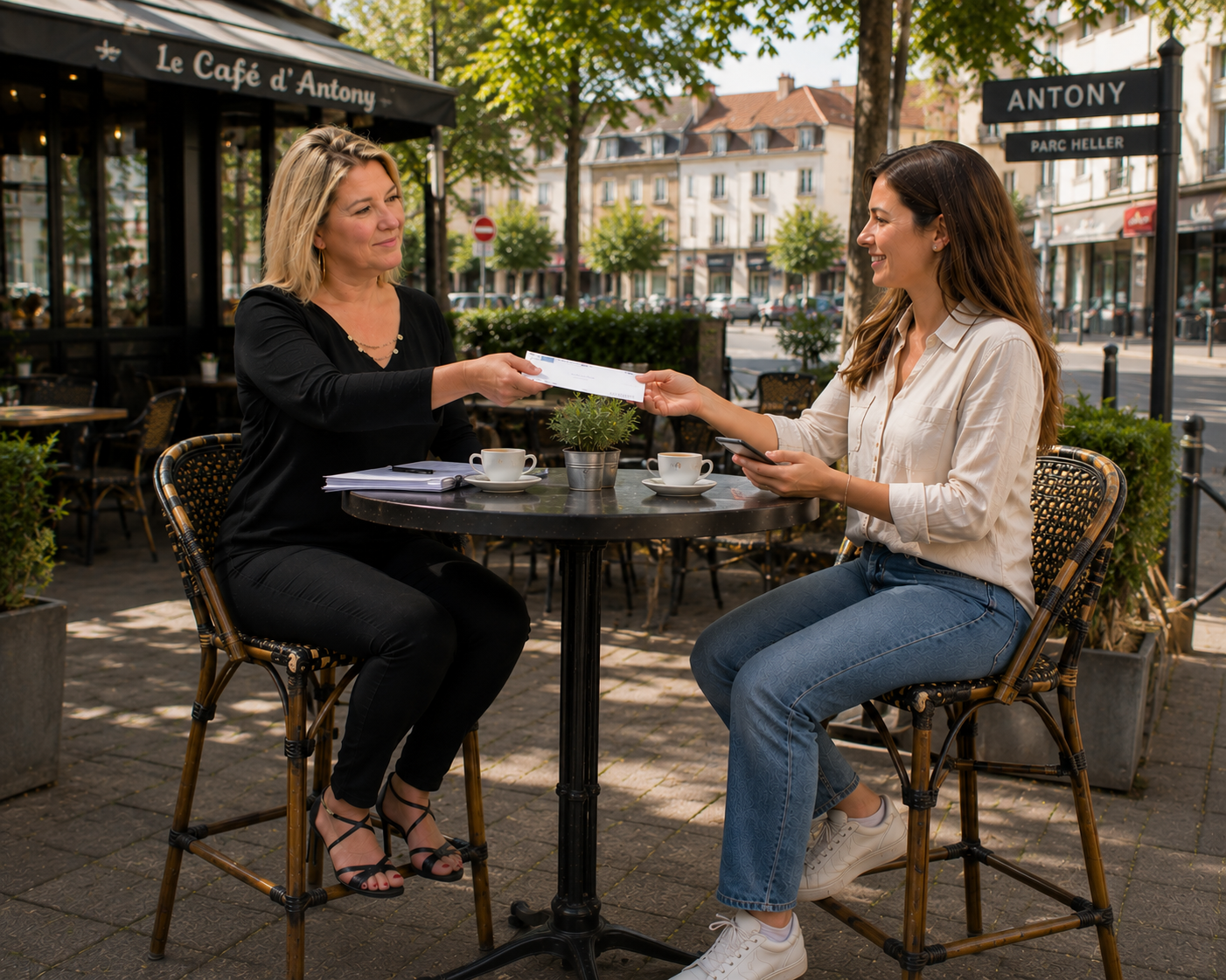 Jennifer Jamelin remet un chèque de 500 € à une apporteuse d’affaires