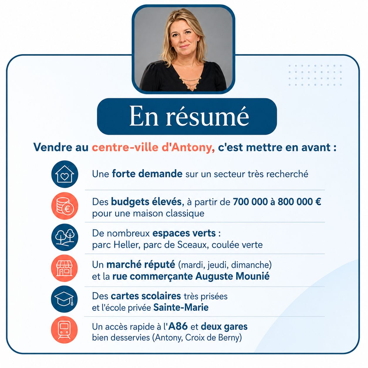 Infographie — vendre une maison au centre-ville d'Antony